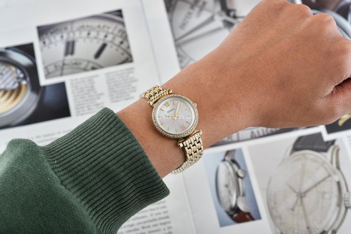 Fossil Carlie Mini ES4735 Mother Of Pearl Dial Gold Stainless