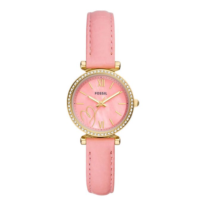 Fossil Carlie ES5177 Ladies Pink Mother Of Pearl Dial Pink Leather