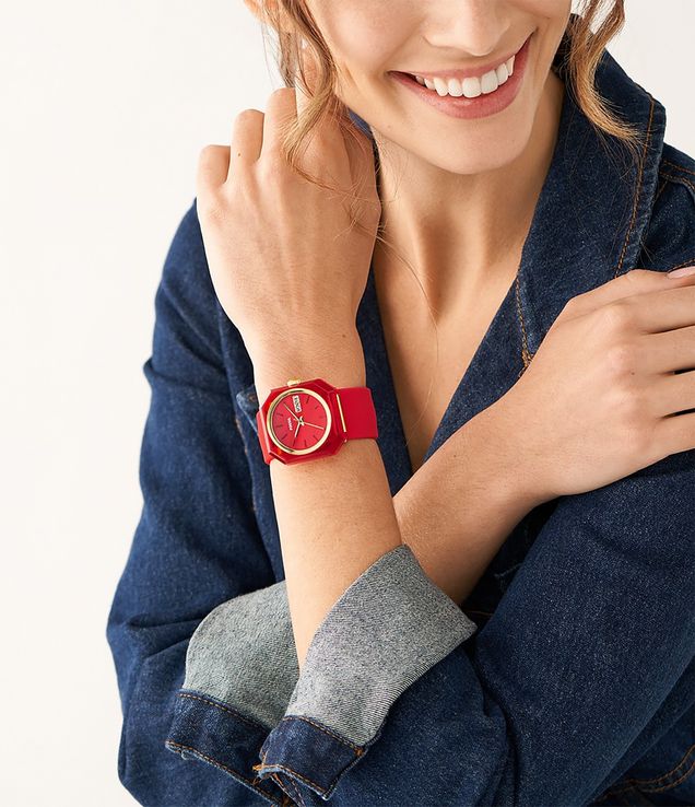 Fossil Rock Candy ES5254 Ladies Slap Red Dial Red Silicone Strap