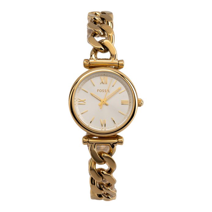 Fossil Carlie ES5329 Ladies Silver Dial Gold Stainless Steel Strap