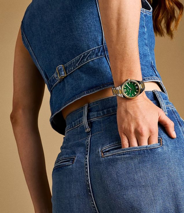 Fossil Scarlette ES5334 Ladies Green Dial Dual Tone Stainless Steel Strap