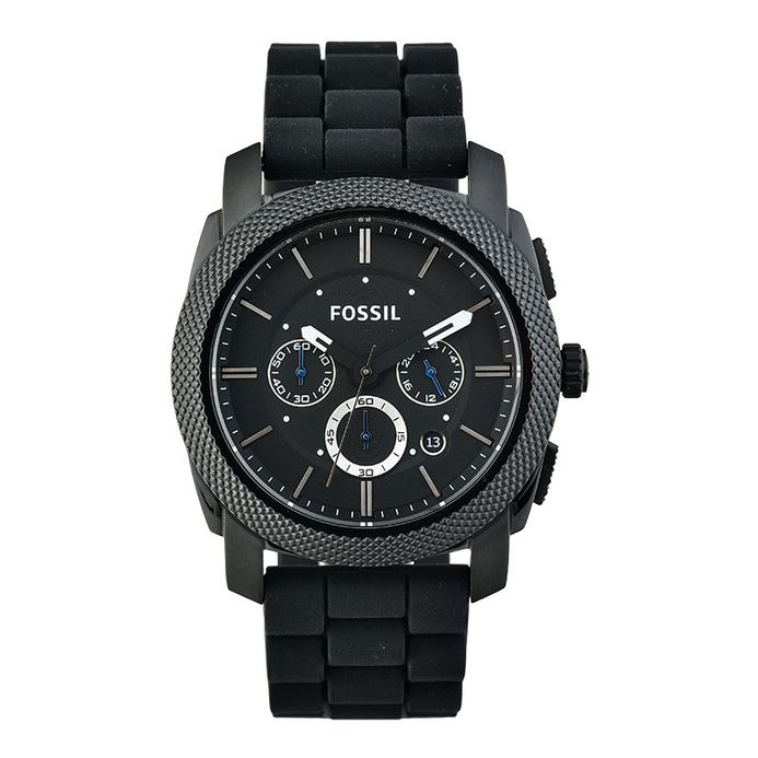 Fossil Machine FS4487 Chronograph Black Dial Black Silicone Strap