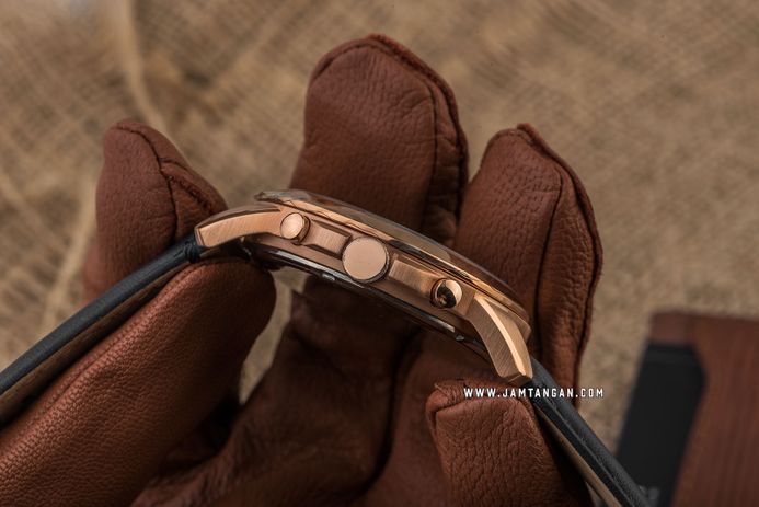 Fossil Grant FS4835 Chronograph Blue Dial Navy Leather Strap