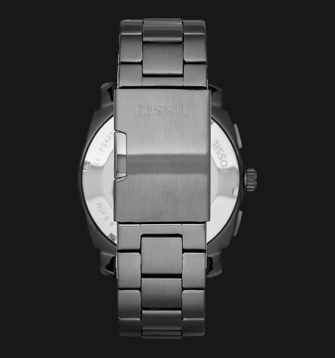 Orologio Fossil Machine quarzo Cronografo quadrante nero canna di fucile ioni cromato FS4931 maschile