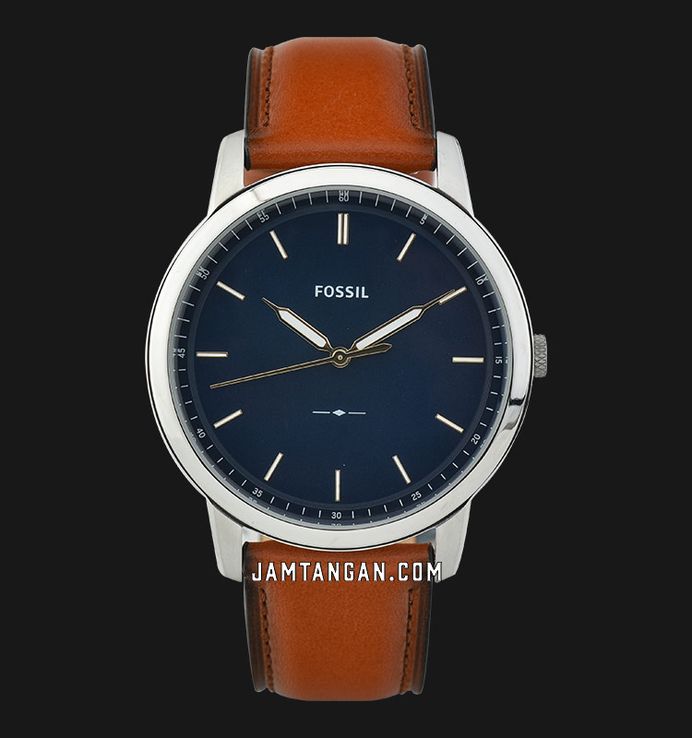 Fossil Minimalist FS5304 Men Blue Dial Light Brown Leather Strap
