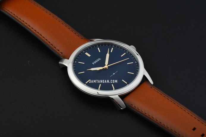 Fossil Minimalist FS5304 Men Blue Dial Light Brown Leather Strap