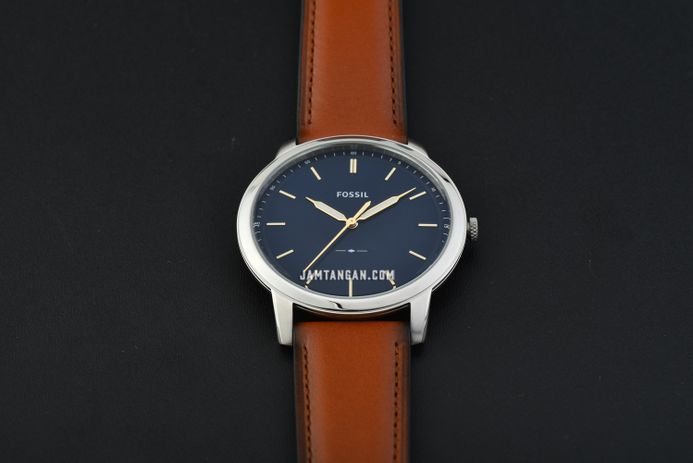 Fossil Minimalist FS5304 Men Blue Dial Light Brown Leather Strap