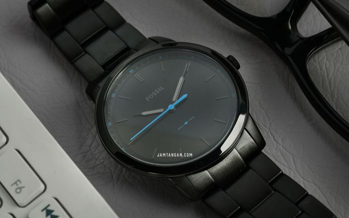 Fossil Minimalist FS5308 Men Black Dial Black Stainless Steel Strap