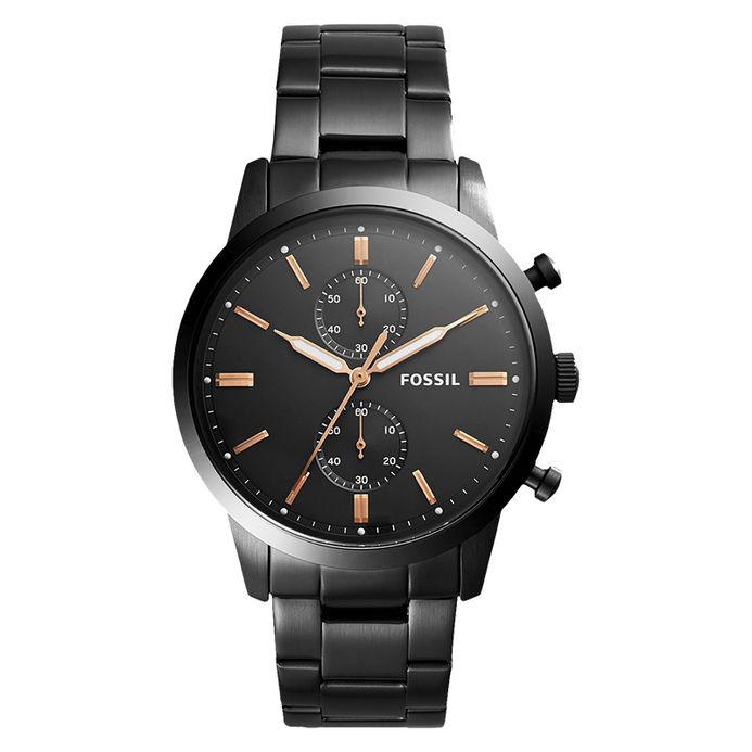 Fossil FS5379 Townsman Men Black Dial Black Stainless Steel Strap
