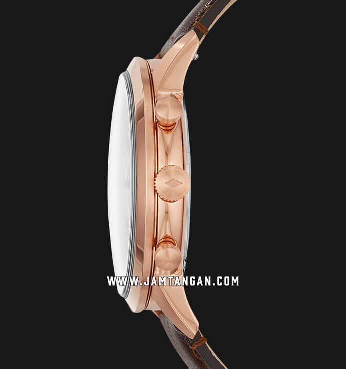 Fossil FS5468 Townsman Men White Dial Brown Leather Strap