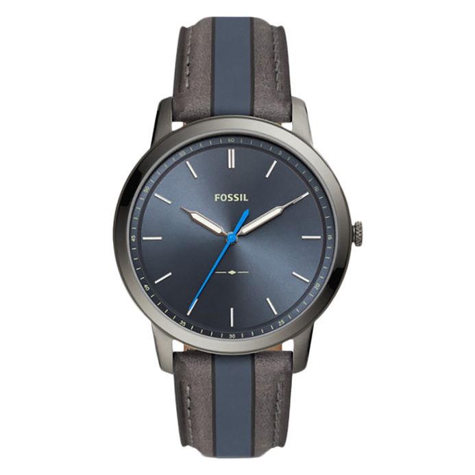 Fossil The Minimalist FS5555 Men Blue Dial Dual Tone Leather Strap
