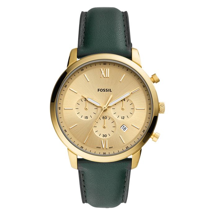 Fossil FS5580 Neutra Chronograph Gold Dial Dark Green Leather
