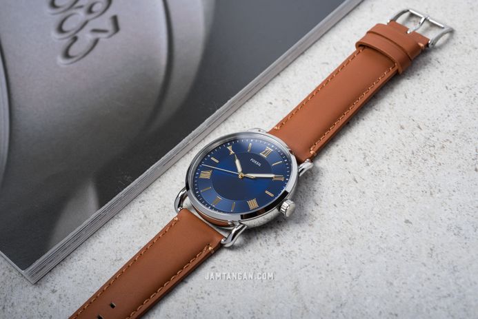 Fossil Copeland FS5661 Mens Blue Dial Brown Leather Strap