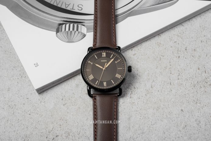 Fossil Copeland FS5666 Men Brown Dial Brown Leather Strap