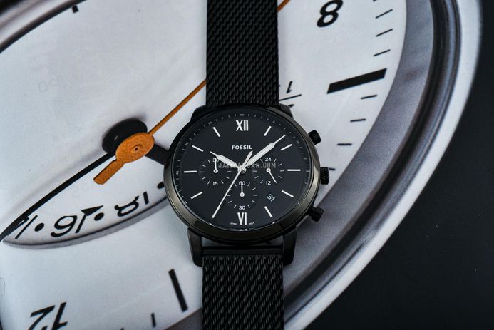 Fossil Neutra FS5707 Men Chronograph Black Dial Black Mesh Strap ...