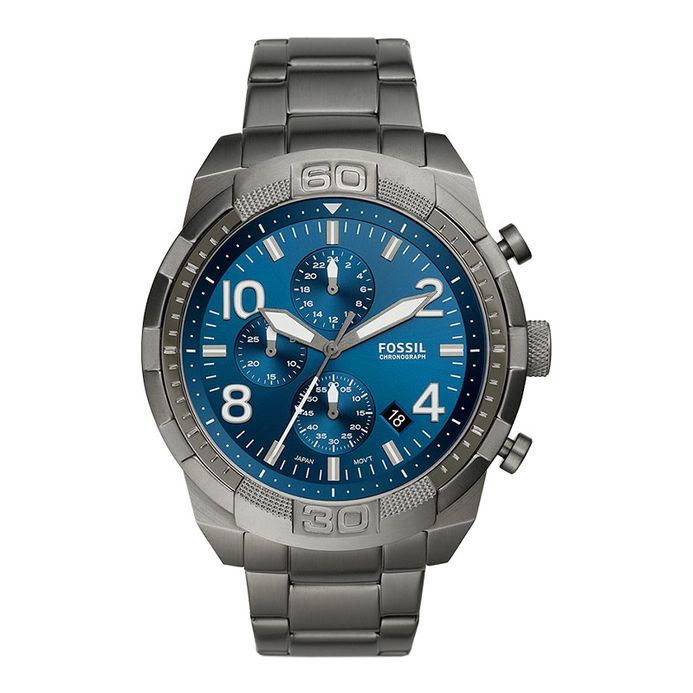 Fossil Bronson FS5711 Chronograph Men Blue Dial Grey Smoke