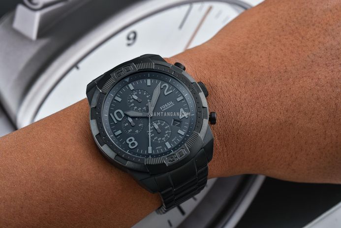 Fossil Bronson FS5712 Chronograph Men Black Dial Black Stainless