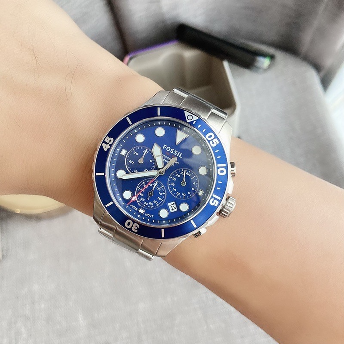 Fossil FB-03 FS5724 Chronograph Men Blue Dial Stainless Steel
