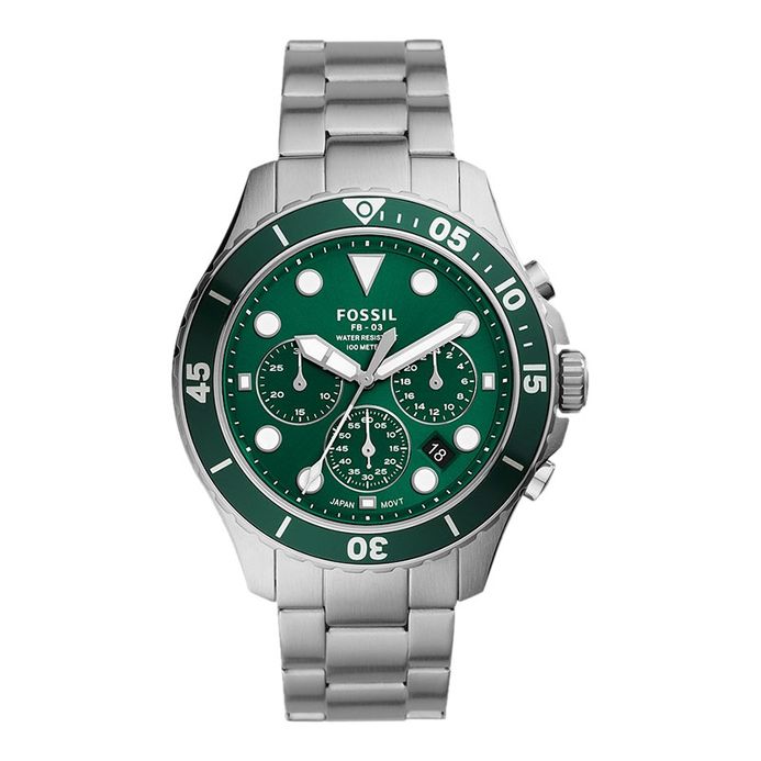 Fossil FB-03 FS5726 Chronograph Men Green Dial Stainless Steel