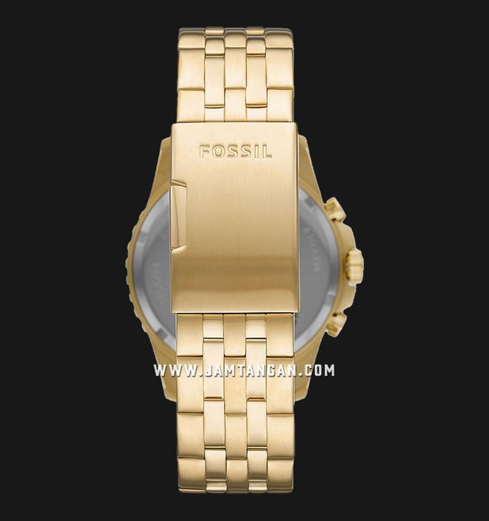Fossil FB-01 FS5836 Chronograph Men Black Dial Gold Stainless Steel Strap