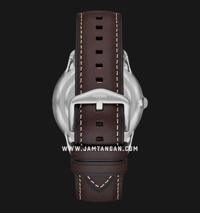 Fossil Neutra FS5905 Moonphase Men Silver Dial Dark Brown Leather Strap