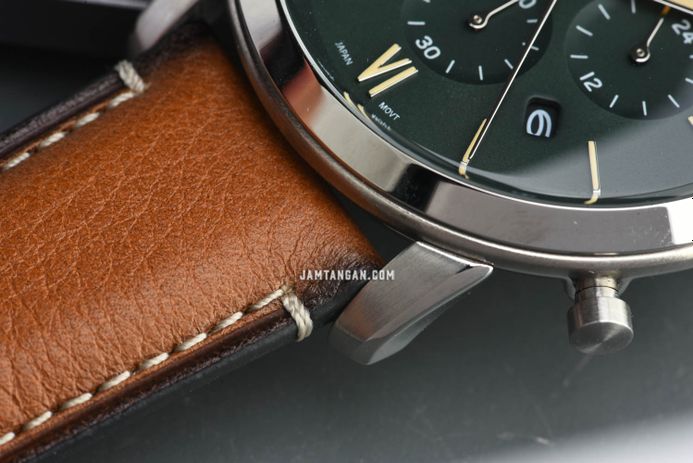 Fossil Neutra FS5963 Chronograph Men Green Dial Tan Eco Leather Strap