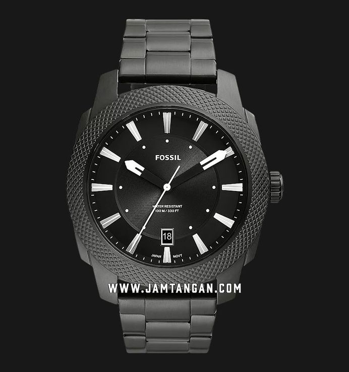 Fossil Machine FS5970 Men Black Dial Smoke Stainless Steel Strap