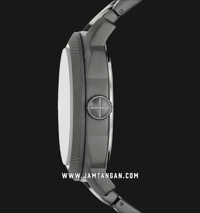 Fossil Machine FS5970 Men Black Dial Smoke Stainless Steel Strap