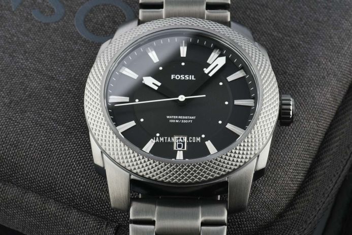 Fossil Machine FS5970 Men Black Dial Smoke Stainless Steel Strap