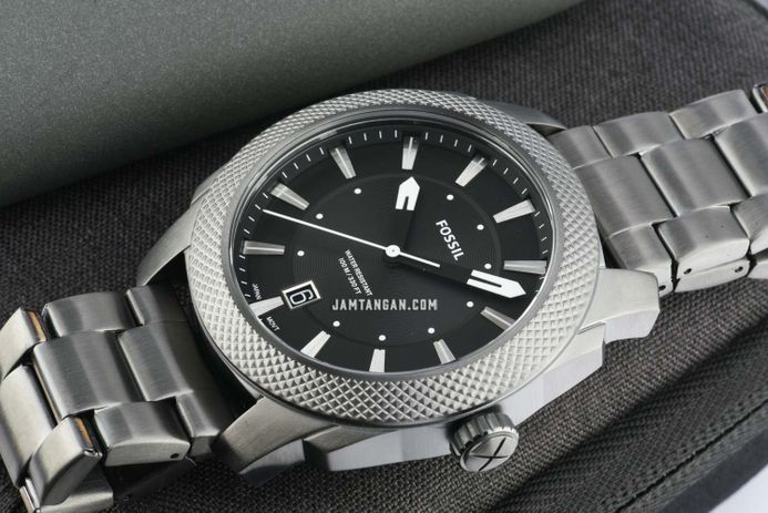Fossil Machine FS5970 Men Black Dial Smoke Stainless Steel Strap