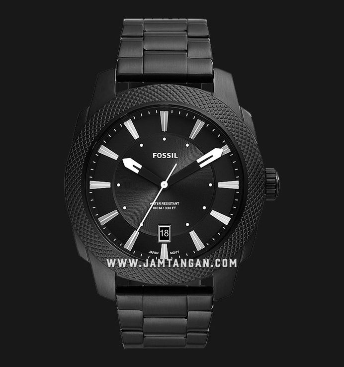 Fossil Machine FS5971 Men Black Dial Black Stainless Steel Strap