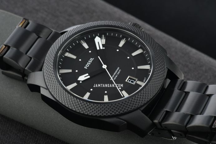 Fossil Machine FS5971 Men Black Dial Black Stainless Steel Strap