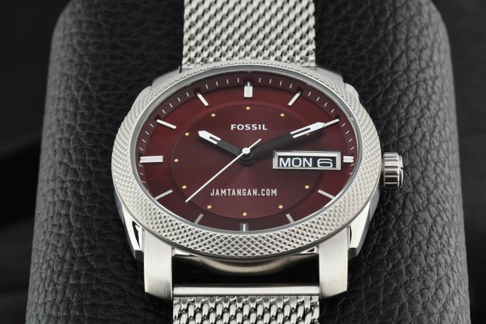 Fossil Machine FS6014 Men Burgundy Dial Mesh Strap