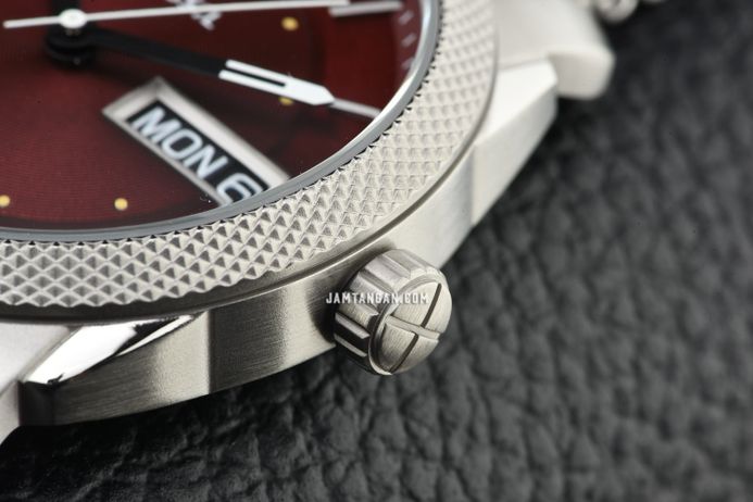 Fossil Machine FS6014 Men Burgundy Dial Mesh Strap