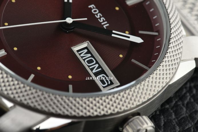 Fossil Machine FS6014 Men Burgundy Dial Mesh Strap