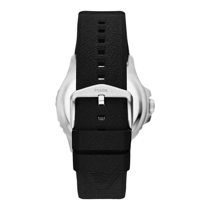 Fossil Blue GMT FS6036 Men Black Dial Black Silicone Strap