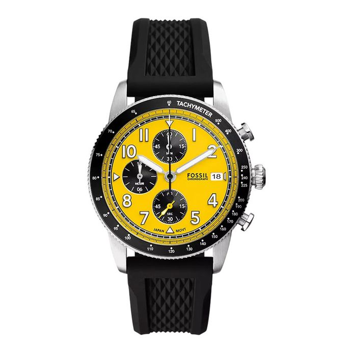 Fossil Sport Tourer FS6044 Men Chronograph Yellow Dial Black