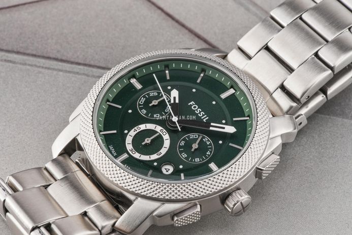 Fossil Machine FS6079 Chronograph Green Dial Stainless Steel Strap