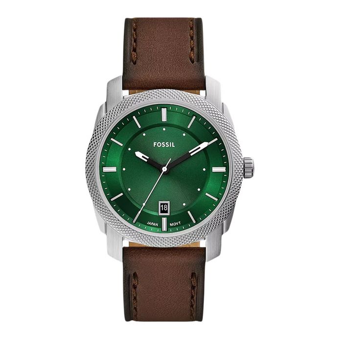 Fossil Machine FS6085 Men Green Dial Brown Leather Strap