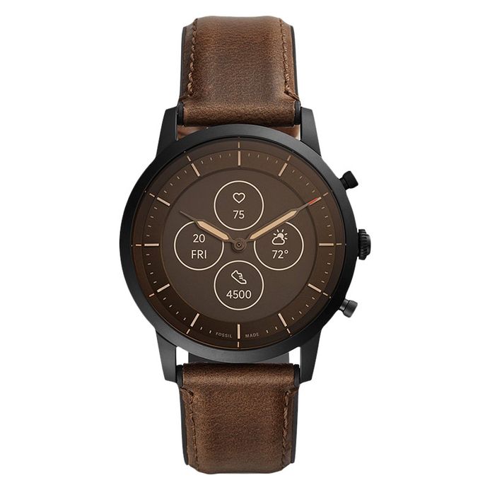 Fossil Collider FTW7008 Hybrid Smartwatch Brown Dial Brown Leather Strap