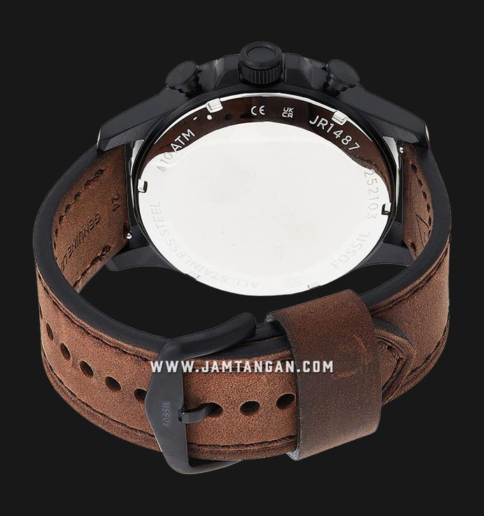 Fossil Nate JR1487 Chronograph Brown Dial Brown Leather Strap