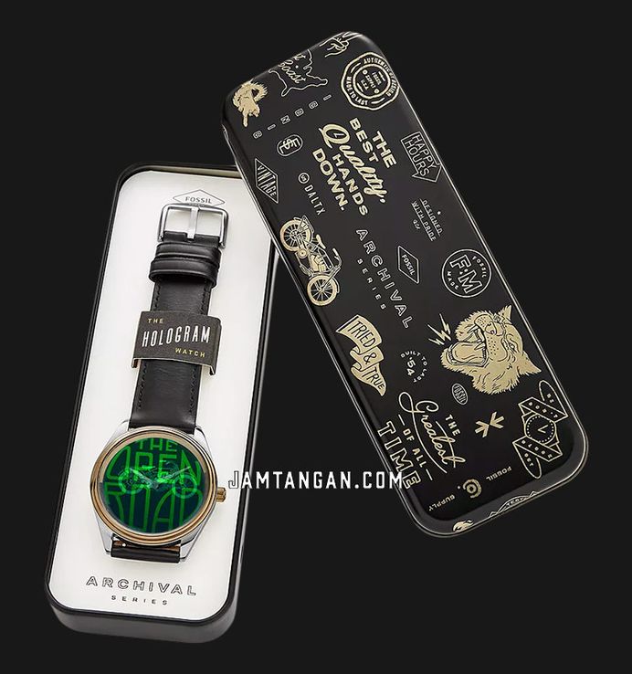 The archival series hologram black leather watch new arrivals