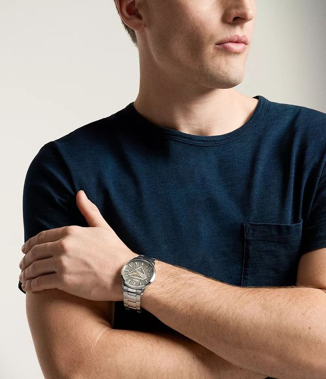 Fossil X Superman LE1207SET S-Shield Gray Dial Stainless Steel 