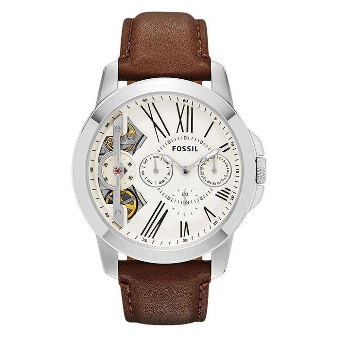 Fossil ME1144 Grant Twist Beige Dial Brown Leather Strap Watch