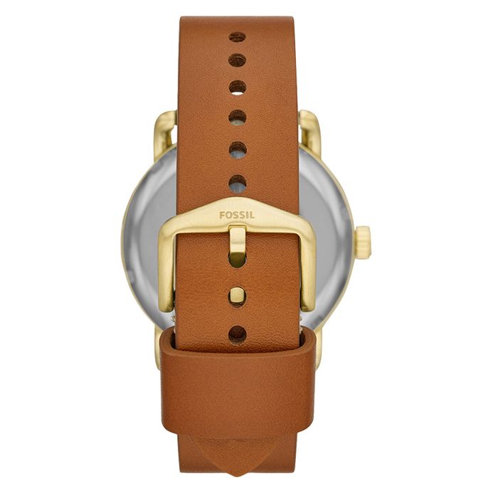 Fossil ME1167 The Commuter Twist Luggage Men Blue Dial Tan Leather 