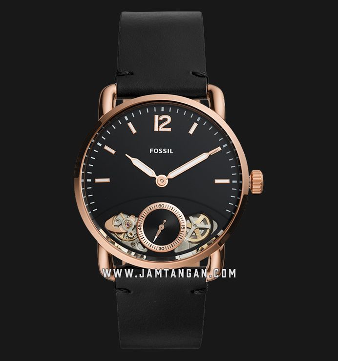 The commuter twist black leather watch discount