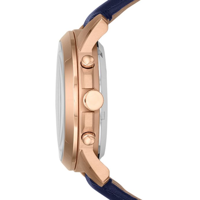 Fossil ME3029 Grant Skeleton Dial Navy Blue Leather Strap Watch ...