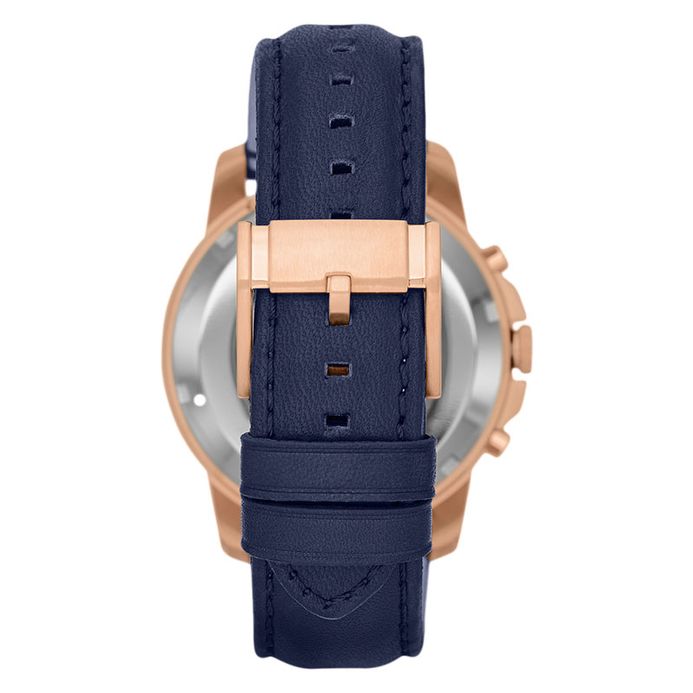 Fossil ME3029 Grant Skeleton Dial Navy Blue Leather Strap Watch ...