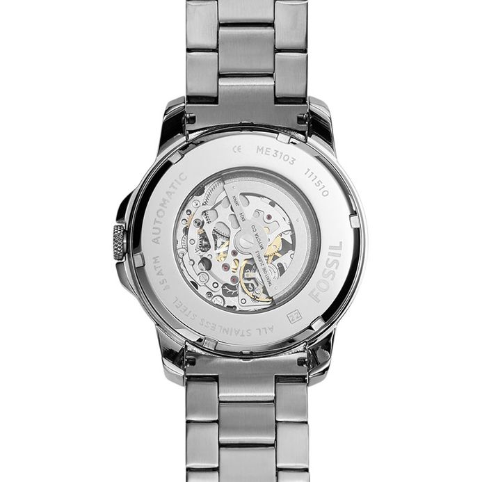 Fossil Watch Me3103p Fossil ME3103 Grant Black Skeleton Dial