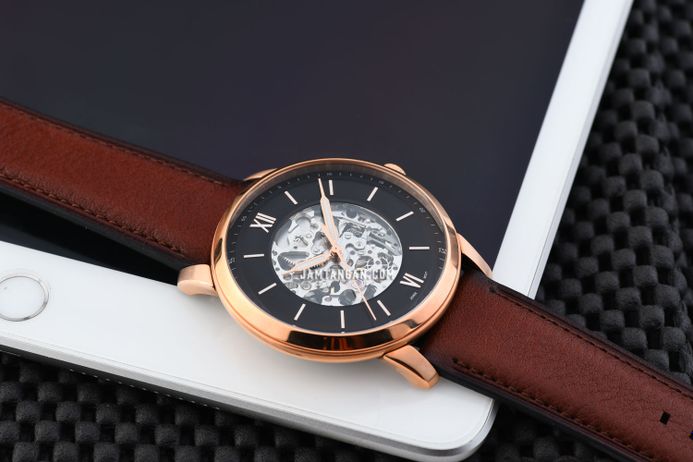 Fossil Neutra ME3195 Automatic Skeleton Dial Brown Leather Strap